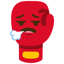 face exhaling and boxing glove