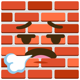face exhaling and brick
