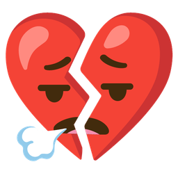 face exhaling and broken heart