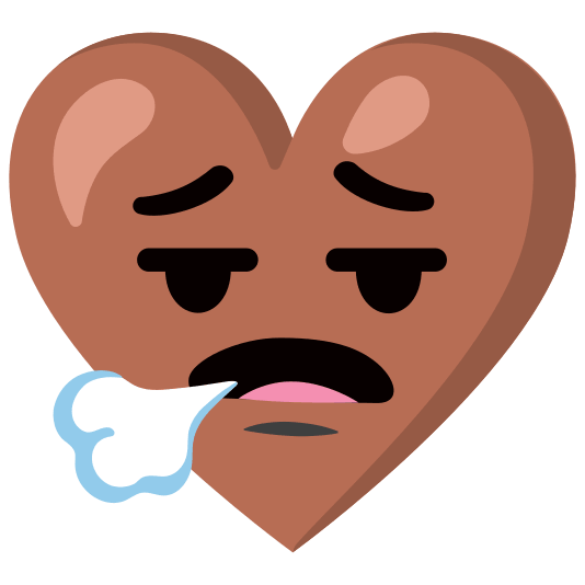 Face exhaling and Brown heart