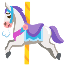 face exhaling and carousel horse