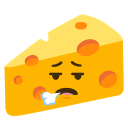 face exhaling and cheese wedge