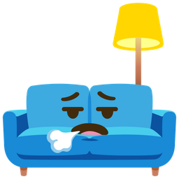 face exhaling and couch and lamp