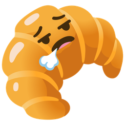 face exhaling and croissant