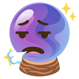 face exhaling and crystal ball