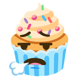 face exhaling and cupcake
