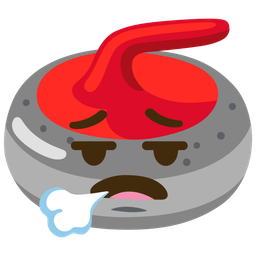 face exhaling and curling stone