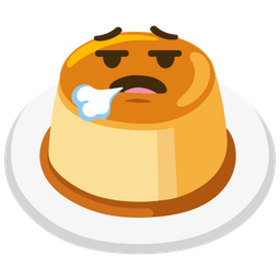 face exhaling and custard