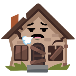 face exhaling and derelict house