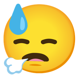 face exhaling and downcast face with sweat