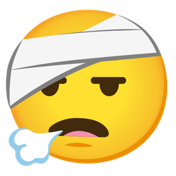 face exhaling and face with head-bandage