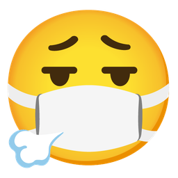 face exhaling and face with medical mask