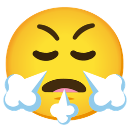 face exhaling and face with steam from nose