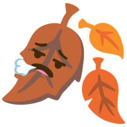 face exhaling and fallen leaf