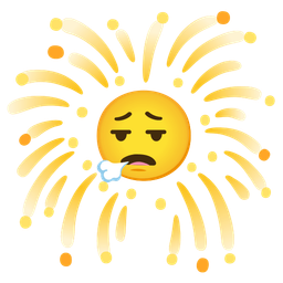 face exhaling and fireworks