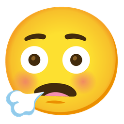 face exhaling and flushed face