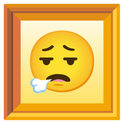 face exhaling and framed picture