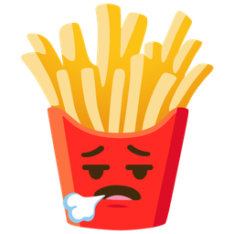 face exhaling and french fries