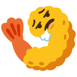 face exhaling and fried shrimp