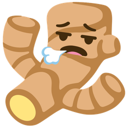 face exhaling and ginger root