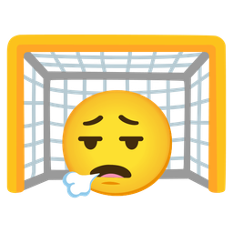 face exhaling and goal net