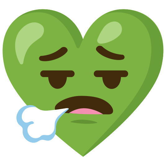Face exhaling and Green heart