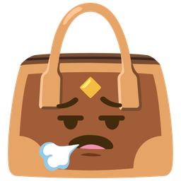 face exhaling and handbag