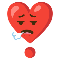 face exhaling and heart exclamation