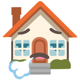 face exhaling and house