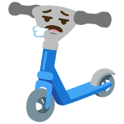 face exhaling and kick scooter