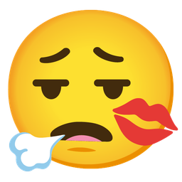 face exhaling and kiss mark