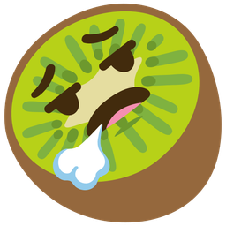 face exhaling and kiwi fruit