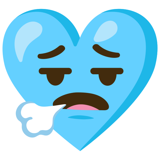 Face exhaling and Light blue heart