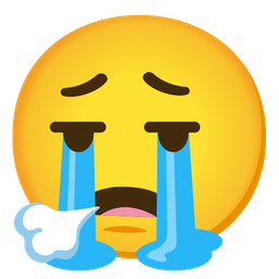 face exhaling and loudly crying face