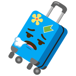 face exhaling and luggage