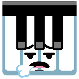 face exhaling and musical keyboard