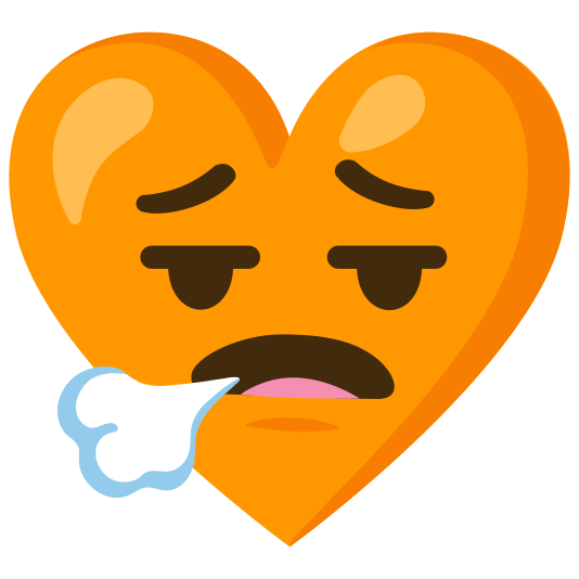 Face exhaling and Orange heart