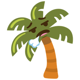 face exhaling and palm tree