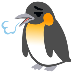face exhaling and penguin