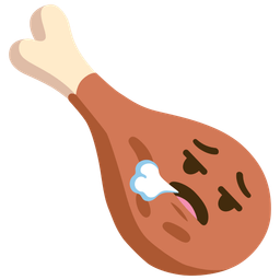 face exhaling and poultry leg