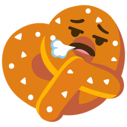 face exhaling and pretzel