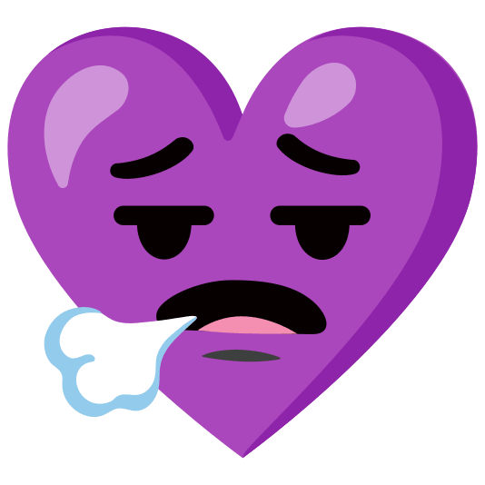 Face exhaling and Purple heart