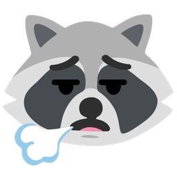 face exhaling and raccoon