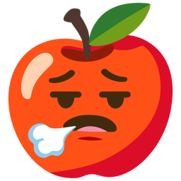 face exhaling and red apple