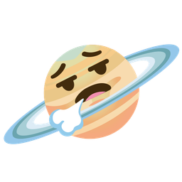 face exhaling and ringed planet