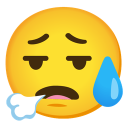 face exhaling and sad but relieved face