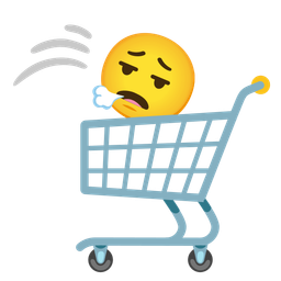 face exhaling and shopping cart