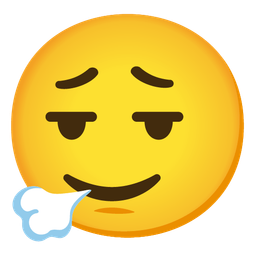 Face exhaling and Slightly smiling face