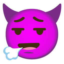 face exhaling and smiling face with horns