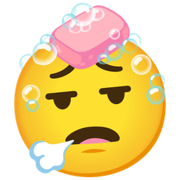 face exhaling and soap